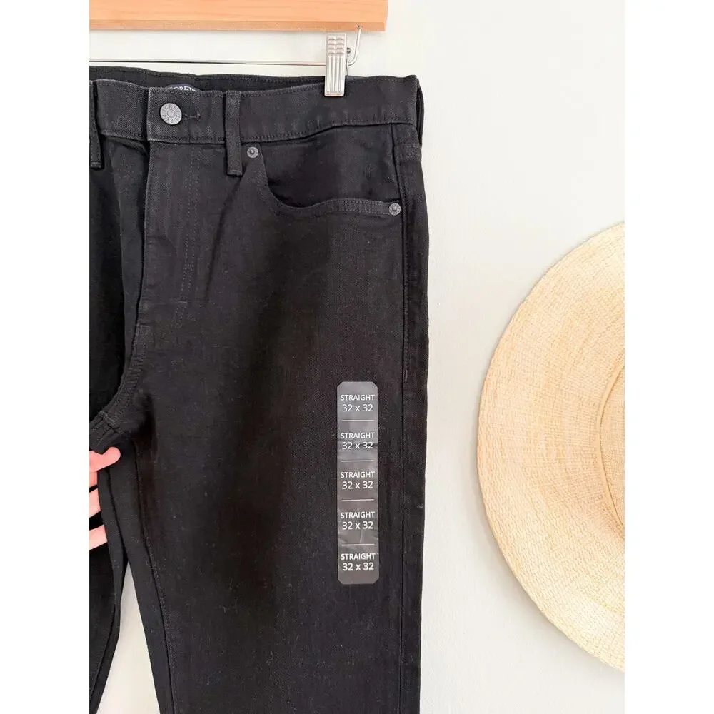 J. Crew Factory | NWT Straight-fit jean signature flex Dark Shadow Black | 32x32